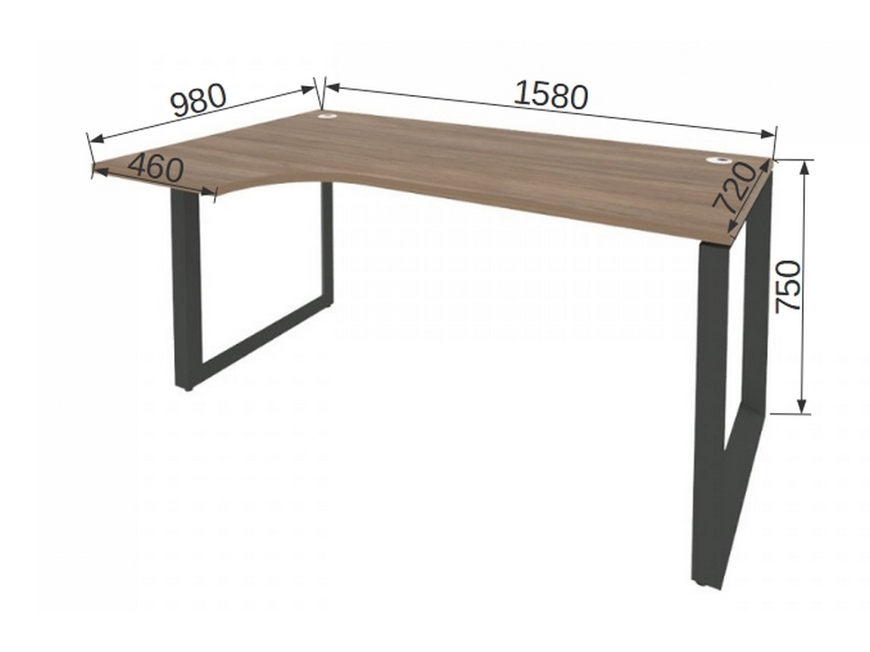 Мебель для персонала ONIX METALL O.MO-SA-1L Стол эргономичный левый на О-образном м/к