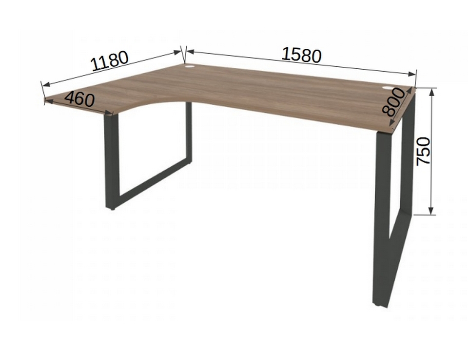 Мебель для персонала ONIX METALL O.MO-SA-4L Стол эргономичный левый на О-образном м/к