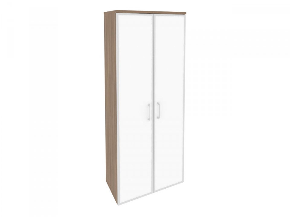 Офисная мебель для персонала ONIX O.ST-1.10R white Шкаф высокий широкий (2 высоких фасада стекло лакобель в раме)