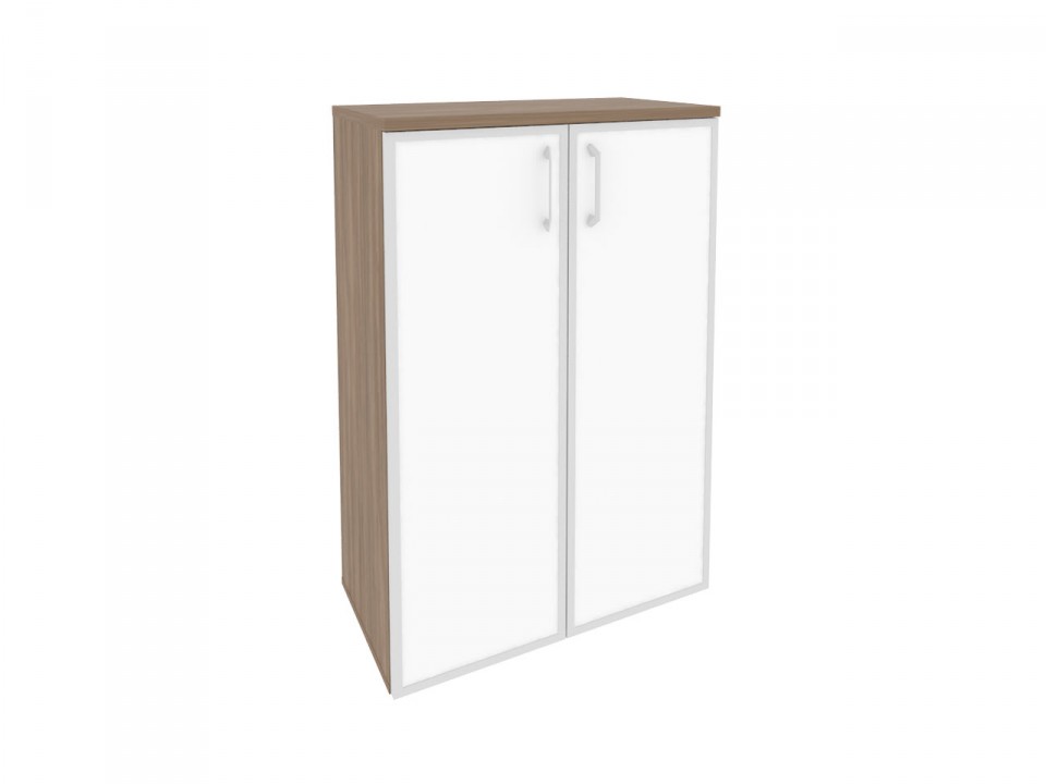 Офисная мебель для персонала ONIX O.ST-2.4R white Шкаф средний широкий (2 средних фасада стекло лакобель в раме)