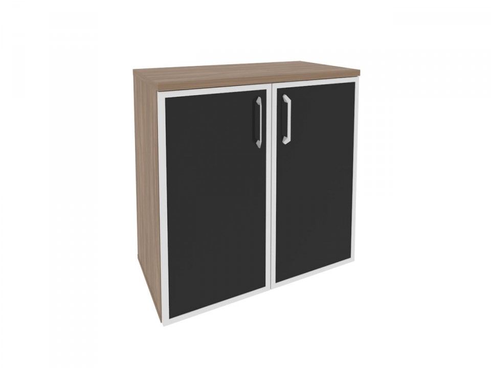 Офисная мебель для персонала ONIX O.ST-3.2R black Шкаф низкий широкий (2 низких фасада стекло лакобель в раме)